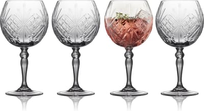 Lyngby Glas Melodia kristal gin tonic glazen - 650 ml - set van 4 - drink- en cocktailglazen, vaatwasserbestendig