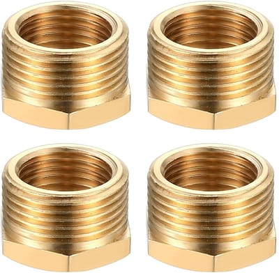 Dailygoods - Verloopstuk messing 3/4 naar 1/2 inch - Reductieadapter - 4 stuks - Schroefdraadfitting - AG/IG reductie - Geschikt voor leidingen - Comp...