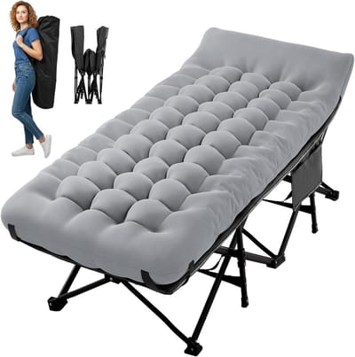 Vouwbed Volwassenen - Opklapbed Gasten - Kamperen Reizen - Extra Dikke Matras - 190 x 70 cm - Grijs