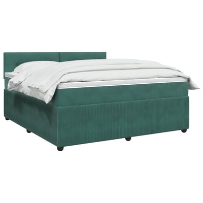 vidaXL - Boxspringbed - met - matras - Donkergroen - 140 - x - 200 - cm - Fluweel