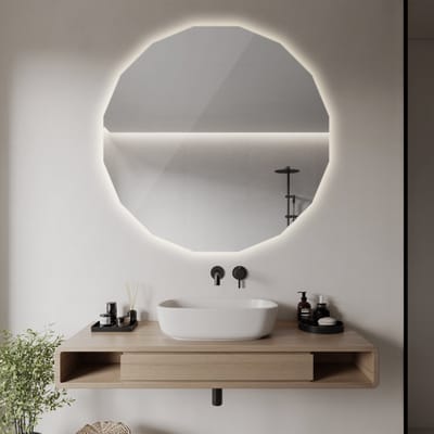 Coloray Geometrische LED Spiegel - Wielhoekige LED Spiegel - 100 cm x 100 cm - Badkamerspiegel Wielhoekig LED - Trendy Spiegel Vorm LED - Neutraal Licht - LED Spiegel Symmetrische Vorm - Design Spiegel Geometrisch LED