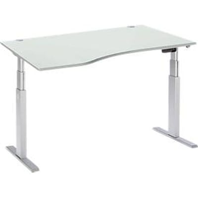 Schäfer Shop  Select Bureautafel met aanbouw ERGO-T, T-poot, aanbouw links, tweetraps elektr. in hoogte verstelbaar, B 1800 mm, lichtgrijs