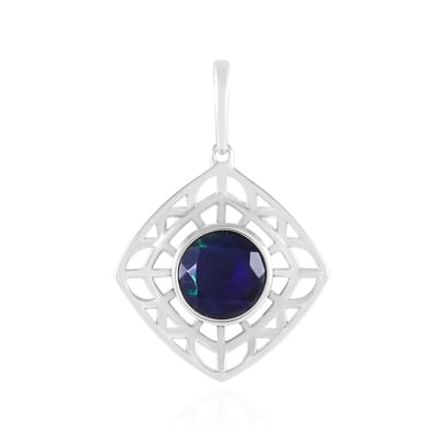 Cavill - 0,675 ct Ethiopische Mezezo Opaal - 925 Sterling Zilver Gerhodineerd - Elegante Ronde Facet Hanger - Tijdloze Zilveren Sieraad