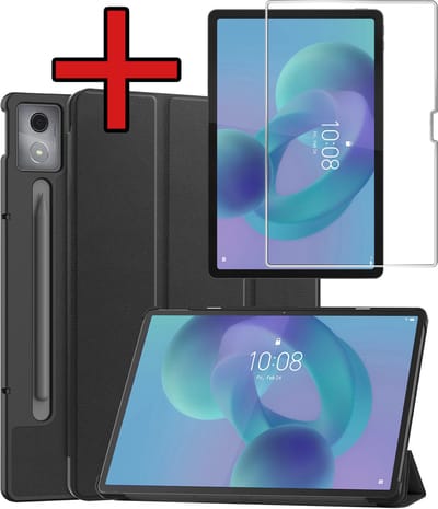 Hoesje - Geschikt voor Lenovo Idea Tab Pro - Met Screenprotector - Hardcover Book Case - Trifold Bookcase Hoes - Hard Cover - Tablethoes - Zwart