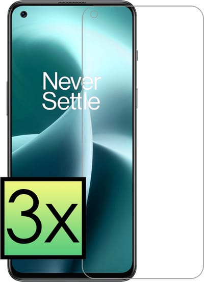 Screenprotector - 3 Stuks - Geschikt voor OnePlus Nord 2T - Extra Sterk - Beschermglas - Gehard Glas - Tempered Glass - Screen Protector - Bescherm Cover