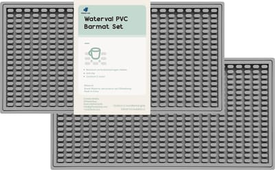 Waterval Barmat PVC Beschermer - Anti-Slip Keukenmat - Set van 2 (30x15 cm) – Grijs