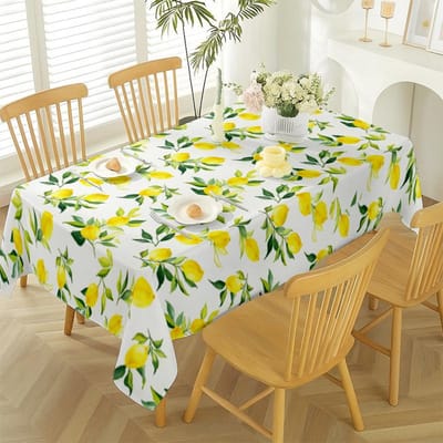 Zomer Citroen Groene Bladeren Rechthoekige Tafelkleed voor Tafeldecoratie Wasbaar Feest Keuken Eettafelkleed Bruiloft Feest Decor 100x160cm