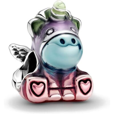 Nieuw - Authentieke Koperen Eenhoorn Regenboog Paard Bedel Ideaal Voor Originele Armband Accessoires Dames Sieraden Stuk Cadeau Idee gray