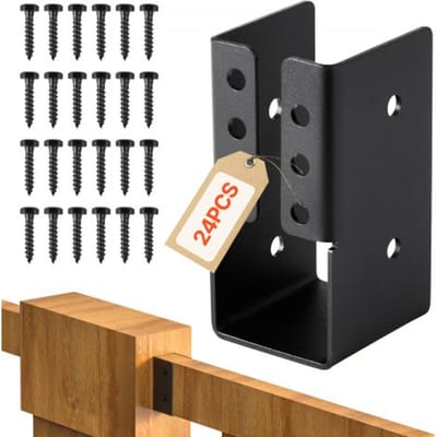 VEVOR Balkhouder, verborgen flensbalkverbinding voor buiten met schroeven, stalen paalondersteuning voor 49x92 mm balken, houtverbinding voor schommel, hek, houten glijbanen, 24 stuks.