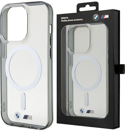 BMW BMHMP14SHCRS iPhone 14 6.1" case transparent hardcase Silver Ring MagSafe
