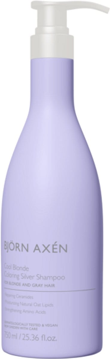 Björn Axén Cool Blonde Coloring Silver Shampoo 750 ml – Salonverpakking – Zilverschampoo Met Violette Pigmenten Voor Neutralisatie Van Gele & Brassy Tinten - Met Ceramiden, Havrelipiden & Aminozuren – Hydrateert, Versterkt & Geeft Glans – Vegan