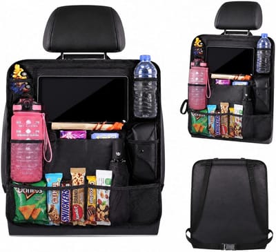 SnelShoppen - Autoorganizer Achterbank - Duurzame Autostoelorganizer met Opbergzakken - Waterdichte Rugleuningbescherming - Zwart - 1 Stuk