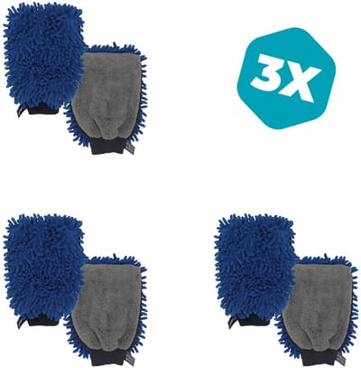 3 × Washandschoen - Auto wassen - Motor wassen - Chenille microvezels