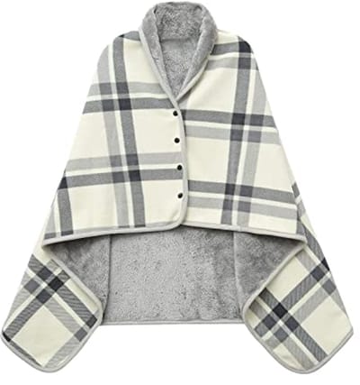 Comfortabele Poncho-deken voor Thuis en Buitenshuis - Draagbare Knuffeldeken in Groene Plaidstijl