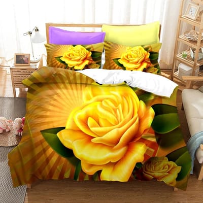 3D Roos Beddengoed Sets Dekbedovertrek Set Met Kussensloop Eenpersoons Tweepersoons Queen King Beddengoed Bedlinnen EU single(135x200cm)