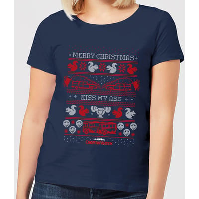 National Lampoon Merry Christmas Knit Women's Christmas T-Shirt - Navy - S