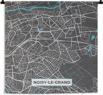 Wandkleed - Wanddoek - Plattegrond – Kaart – Stadskaart – Frankrijk – Noisy-le-Grand - 180x180 cm - Wandtapijt