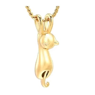 Aramat Jewels | Gedenkhangers | Stalen Ashanger Poes – 8 Modellen Kat Gedenksieraad Zilver Goud Zwart | Poes-Goudkleur-3x2cm | |15mm | Staal | Volwassenen | Verkleurd niet