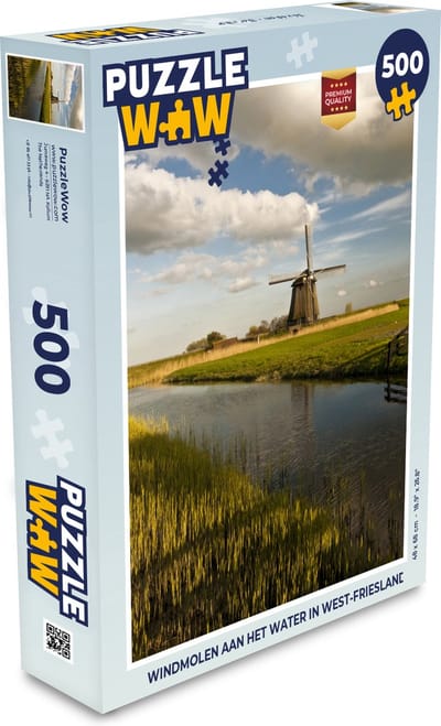 Puzzel Windmolen aan het water in West-Friesland - Legpuzzel - Puzzel 500 stukjes