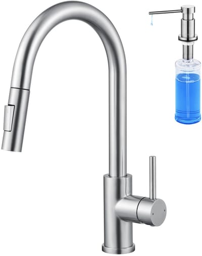 CECIPA max Keuken kraan - Keukenkraan Met Hoge uitloop - Met Zeepdispenser 300ML - 360° draaibereik - Met uittrekbare handdouche en 2 straalsoorten - Chroom