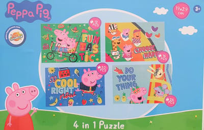 Peppa Pig Puzzel - 4 in 1 Puzzle Peppa Pig - Knutselen - Puzzelen -19x29cm - Kerst - Kerstcadeau