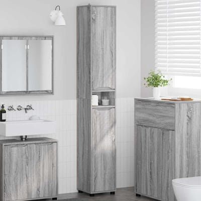 vidaXL - Badkamerkast - Grijs - Sonoma - 30,5 - x - 30 - x - 195 - cm - Bewerkt - hout