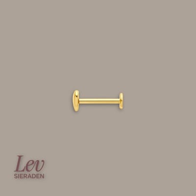 Lev Sieraden - 9k gouden labret piercing hartje met steen - 0.8x8mm - 4.5mm hartje - Zirkonia - intern schroefdraad - 375 goud - Internally treaded