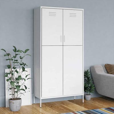 vidaXL - Kledingkast - 90x50x180 - cm - staal - wit