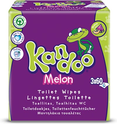 Kandoo Vochtige Toiletdoekjes Melon - 3 x 60 stuks