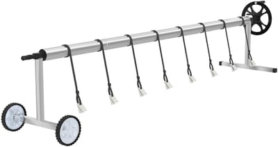ACXIN Mobiele Zwembad Afroller - Verstelbaar 3–5,7 m - Aluminium & RVS Rol Systeem voor Zwembadzeil en Solar Cover - Incl. 8 Bevestigingsbanden