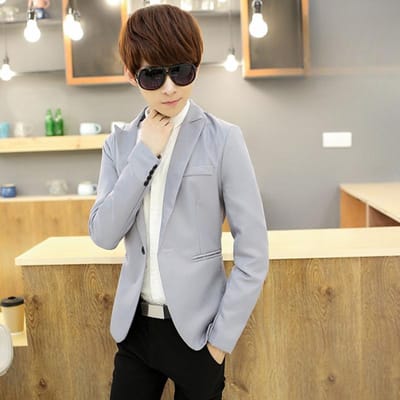 Tiener Heren Casual Brits Klein Blazer Heren Slim Fit Lange Mouw Pak Top XL beige