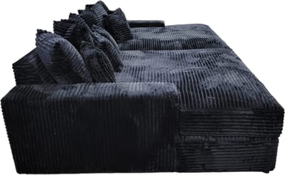 bigsofa jumbo American - zwart ribstof- zetelsenbedden hoekbanken en boxsprings