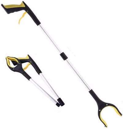 Grijper Lange Arm - Pakstok Grijper - Voorwerpen Oppakken - Draaibare Klem - 83 cm - Geel