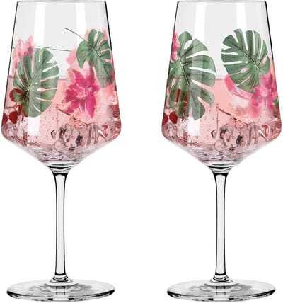 Ritzenhoff Cocktailglazen - Monstera Design - 2 Stuks - Kristalglas - 550 ml - Voor Gin-Tonic, Aperol Spritz, Wijn en Meer - Geschikt voor de Vaatwasser