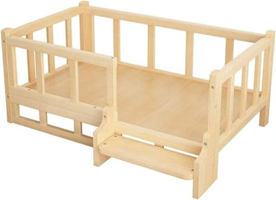 Houten Huisdierbed - Huisdierbank Kennel - Comfortabel Slapen - Verhoogd Ontwerp - Grote Maat - Natuurlijk Hout