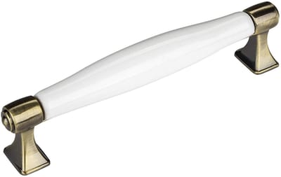 Meubelgreep MARIE Boorgatafstand 128 mm Antiek-messing-wit Porseleingreep van SOTECH
