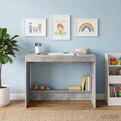 vidaXL - Bed - Bureau - Betongrijs - Bewerkt - hout - 100 - x - 45 - x - 75 - cm