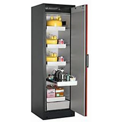Veiligheidskast type 90 asecos Q-CLASSIC-90, scharnierende deur, rechts scharnierend, verkeerslicht voor rood, B 599 x D 615 x H 1953 mm