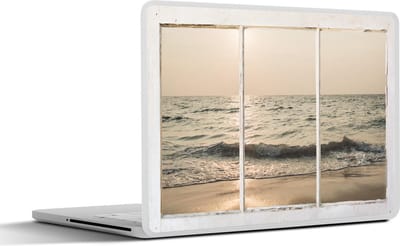 Laptop sticker - 12.3 inch - Doorkijk - Strand - Zee - 30x22cm - Laptopstickers - Laptop skin - Cover