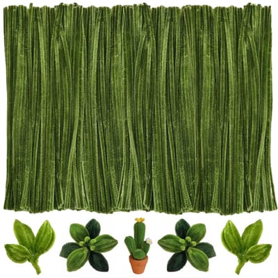 Fako Bijoux - 100 Mosgroene Pijpenragers - Set van 100 Stuks Chenille Draden - Mosgroen - 30 cm Lang - Knutselen - DIY - Hobby - Chenille Draad – Flexibele Pijpenragers - Kinderen en Volwassenen - 100 Stuks