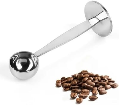 Roestvrijstalen Koffieschep en Stamper 2-in-1 met 50mm Basis - 7g Maatlepel voor Espresso - Standaard Gereedschap voor Dubbel Gebruik