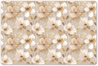 Placemats 45x30 cm - Placemat kunststof - 1 stuk - Bloemen - artistiek - Goud - Borden onderleggers - Decoratie voor op tafel - Keuken tafeldecoratie accessoires - Vinyl onderlegger - Tafelversiering