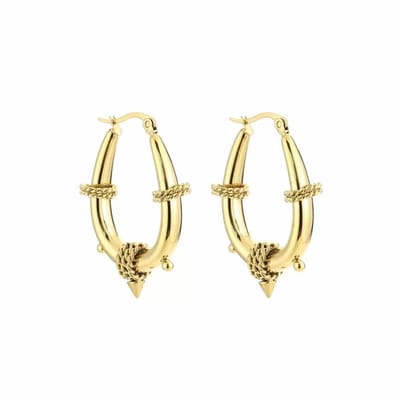Bijoutheek Oorringen Oval Rope Spike Klein Gold