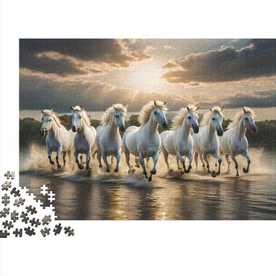 Paarden Puzzel - Legpuzzel - Ontspanning thuis - 1000 stukjes - 38 x 26 cm - Zonsondergang