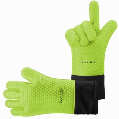 BRENZOOS- Ovenhandschoenen set van 2 - Hittebestendig tot 350 °C - Siliconen - Extra lange - Grillhandschoenen - Professionele kwaliteit