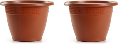 Plasticforte Plantenpot - 5x stuks - terracotta bruin - 20x15 cm - bloempot - kunststof - rond