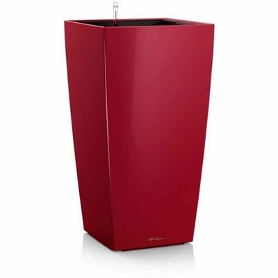 LECHUZA CUBICO PREMIUM 40 - Plantenbak - met uitneembare binnenbak - met bewateringssysteem - ALL-IN-ONE set met LECHUZA-PON - scharlakenrood hoogglans