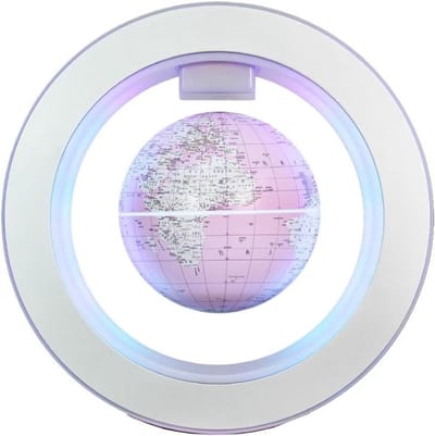 Drijvende Wereldbol - Leviterende Kaart - Bureau Decoratie - Magnetische Levitatie - 4 Inch - Lichtroze