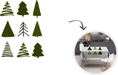Kerst Tafelkleed - Kerstmis Decoratie - Tafellaken - Kerstbomen - Wit - Patronen - 180x180 cm - Kerstmis Versiering