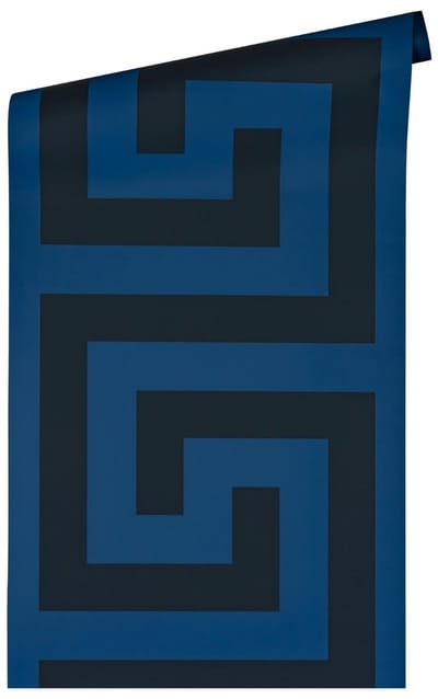 "GRIEKSE SLEUTEL" SATIJN GLANZEND BEHANG | Design - blauw zwart - A.S. Création Versace 5